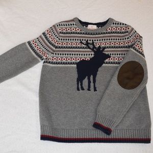 Hanna Andersson Boys Holiday Fair Isle Reindeer Knit Sweater, Size 140cm US 10,